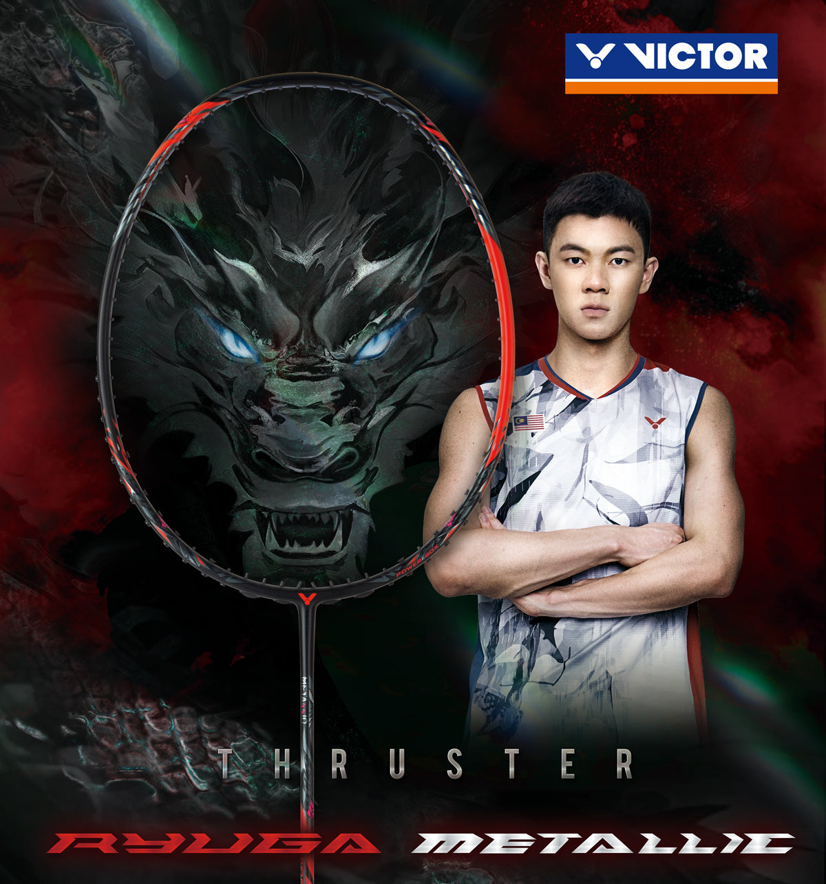 Victor Thruster Ryuga Metallic (TK-RYUGA-METALLIC)Matte Black Badminton Racket