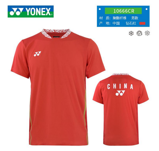 YONEX China Badminton National team 2024 Paris Olympic Men's Shirt (Crystal Red) 10666CR-367